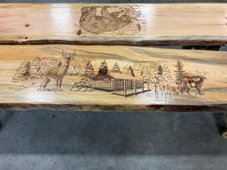 PINE CABIN SCENE BENCH 72 IN