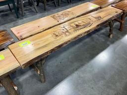 PINE CABIN SCENE BENCH 72 IN