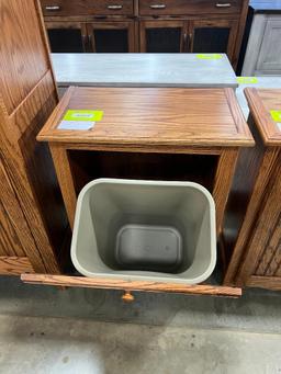 OAK 10 GALLON TRASH CONTAINER EARLY AMERICAN 24X14X32 IN