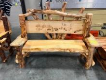 RUSTIC LOG HICKORY BENCH 67 IN
