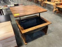 HICKORY LIFT TOP BARREL TABLE CAPPUCCINO 31X40X19 IN