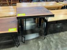 WALNUT SLAB END TABLE W METAL LEGS 24X21X26 IN