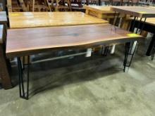 WALNUT SLAB COFFEE TABLE W METAL LEGS 48X22X18 IN