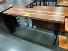 WALNUT AND EPOXY DESK/TABLE W METAL LEGS 54X16X30 IN