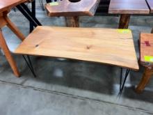 HICKORY COFFEE TABLE W/ METAL LEGS 43X23X18 IN
