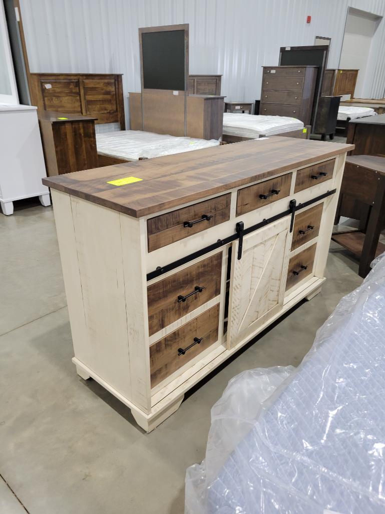 2 TONE OAK BROWN MAPLE QUEEN 2 PC UNDERSTORAGE BED SET