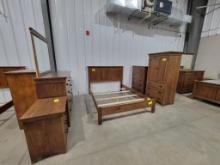 OAK QUEEN 6 PC BED SET EARTHTONE