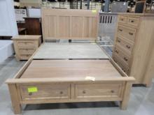 OAK QUEEN 3 PC UNDERSTORAGE BED SET SEASHELL