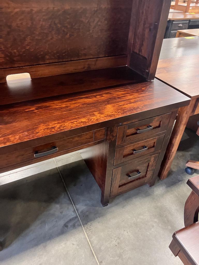 CHERRY TWO PIECE DESK 64X24X78 IN