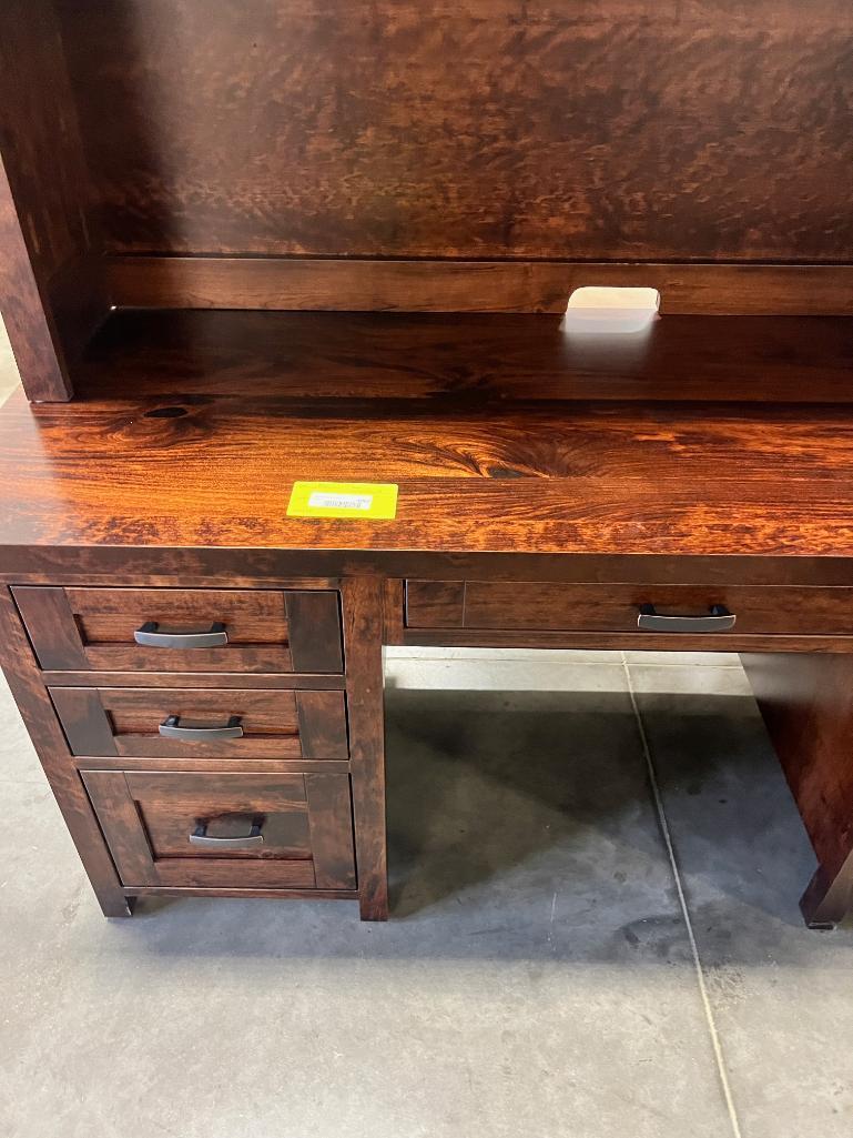 CHERRY TWO PIECE DESK 64X24X78 IN