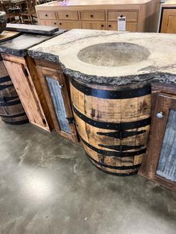 PINE CONCRETE TOP BARREL SINK 48X26X32 IN