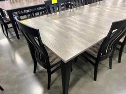 BROWN MAPLE DINING TABLE W 8 SIDE CHAIRS, 4 LEAVES 66X44 IN