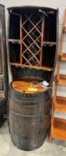 LIGHTED BARREL WINE CABINET 26X21X69 IN