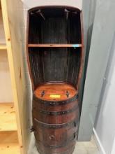 LIGHTED BARREL WINE CABINET 69X23X23 IN