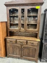 OAK TWO PIECE HUTCH 52X90X19 IN