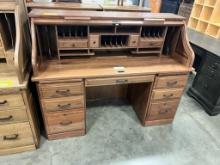 WALNUT ROLL TOP DESK 56 X 26 X 47 IN