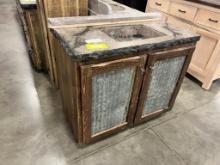 PINE AND CONCRETE TOP 40X22X34 IN