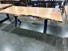 CURLY MAPLE LIVE EDGE DINING TABLE ONLY W METAL BASE 36X84 IN