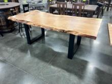 MAPLE LIVE EDGE DINING TABLE ONLY W METAL BASE 42X84 IN