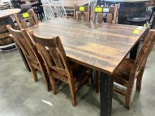 RECLAIMED SOLID TOP DINING TABLE W 6 SIDE CHAIRS 42X72 IN