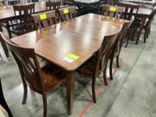 RUSTIC CHERRY DINING TABLE W 6 SIDE CHAIRS, 2 LEAVES 36X48 IN