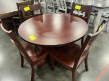 CHERRY DINING TABLE W 4 SIDE CHAIRS 42 IN ROUND