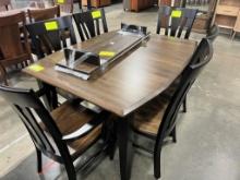 HICKORY AND MAPLE DINING TABLE W 2 ARM CHAIRS 4 SIDE, 2 LEAVES, 42X54 IN