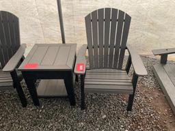 GREY/BLACK POLY SET OF 3; 1 END TABLE, 2 CHAIRS