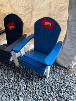 WHITE/BLUE POLY CHILD ADIRONDACK CHAIR