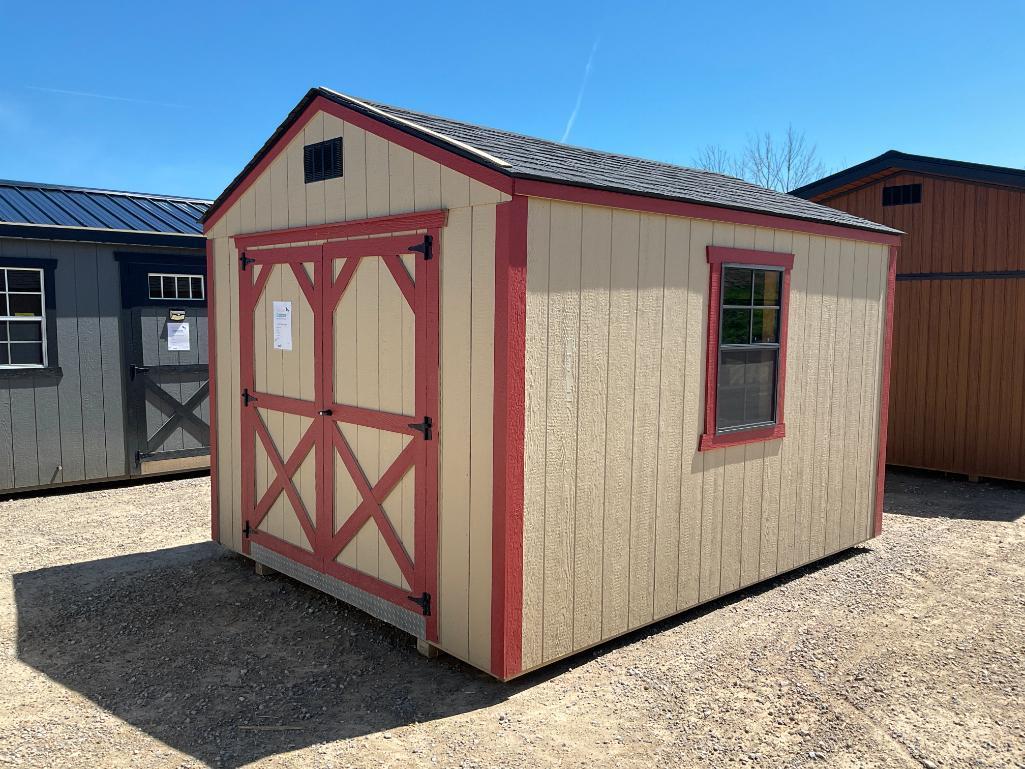 RED/CREAM 10X12FT OUTDOOR SHED