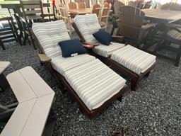 BROWN POLY LOUNGER W/CUSHIONS