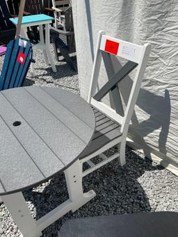 WHITE/GREY POLY TABLE SET W/1 CHAIR