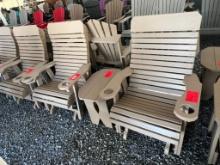 TAN POLY CHAIR SET OF 3; 1 END TABLE, 2 CHAIRS