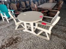 WHITE/GREY POLY TABLE SET W/2 SWIVEL CHAIRS