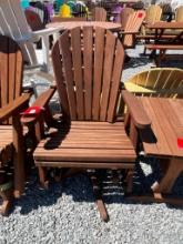 WOODEN SWIVEL GLIDER CHAIR SET OF 3; 1 END TABLE, 2 CHAIRS