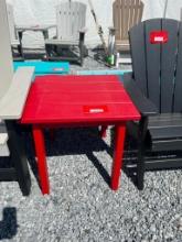 RED POLY END TABLE