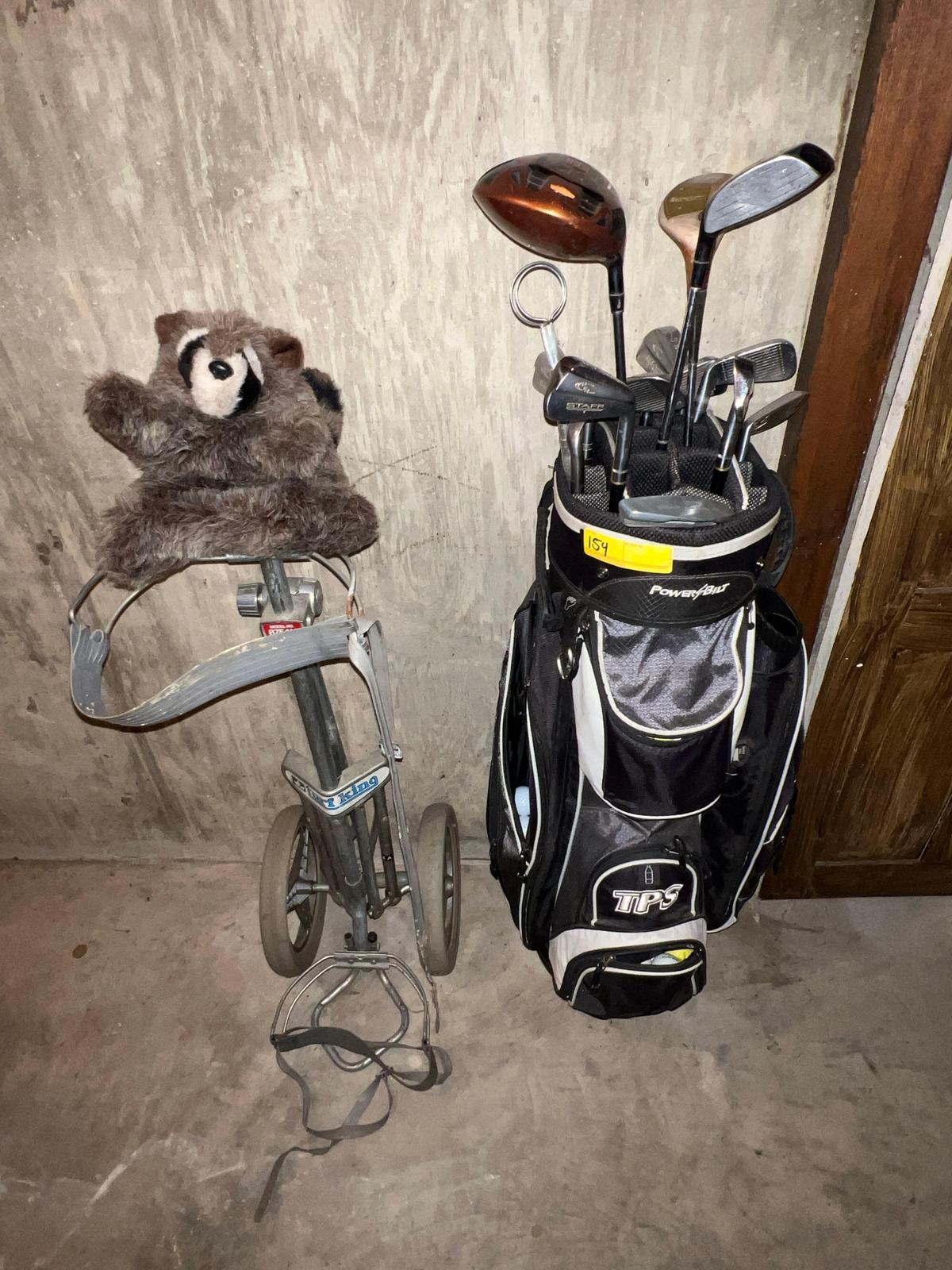 Golf Clubs, Bag & Pull Behind Cart