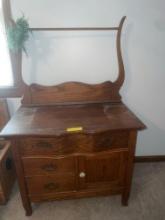 Antique Wash Stand Dresser with Towel Bar