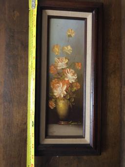 Signed Oil Painting - Flowers in Pot