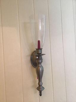 Large pewter and glass wall sconce