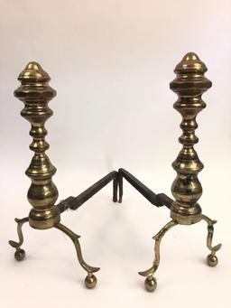 1780s Brass Andirons - Washington?