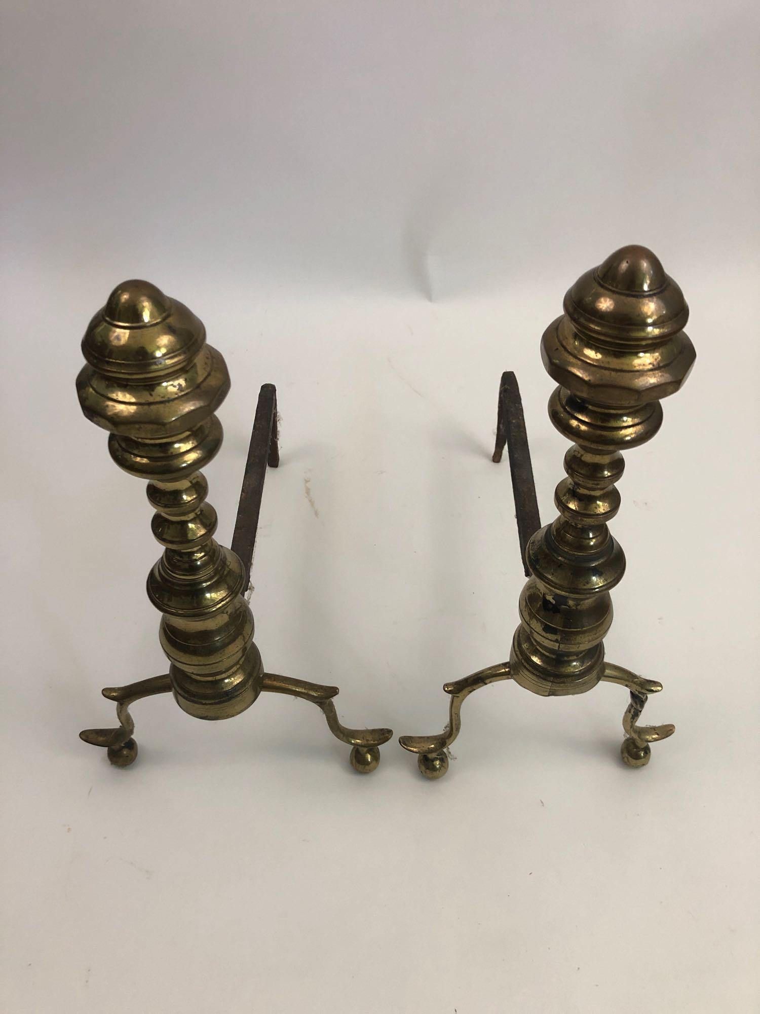 1780s Brass Andirons - Washington?