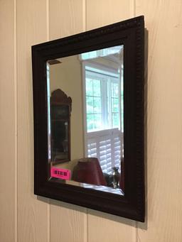 Antique wood square wall mirror