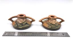 Roseville Pottery Magnolia Candle Holders