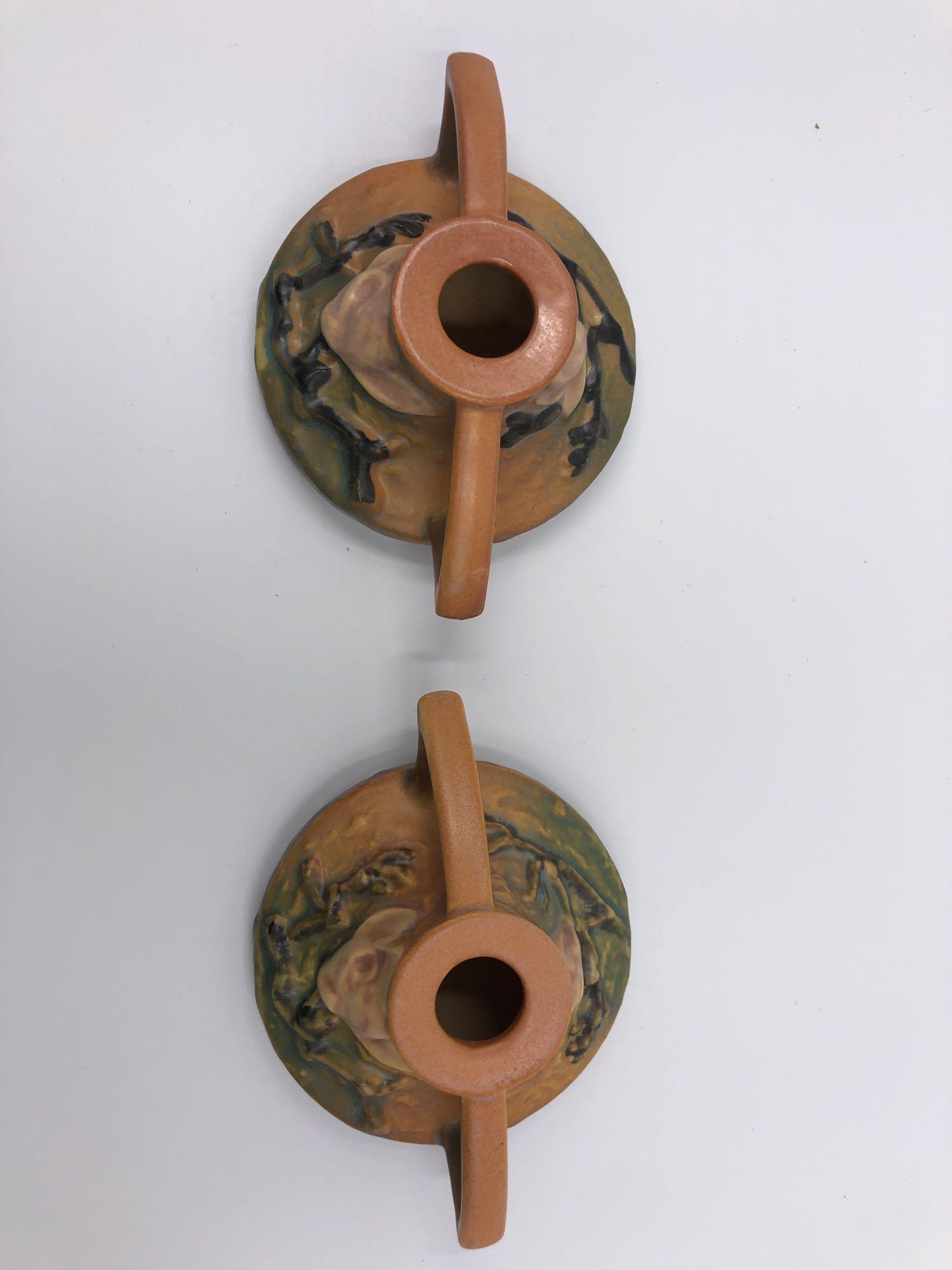 Roseville Pottery Magnolia Candle Holders