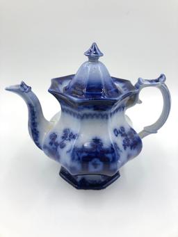 1800s Flow Blue Teapot Mayer