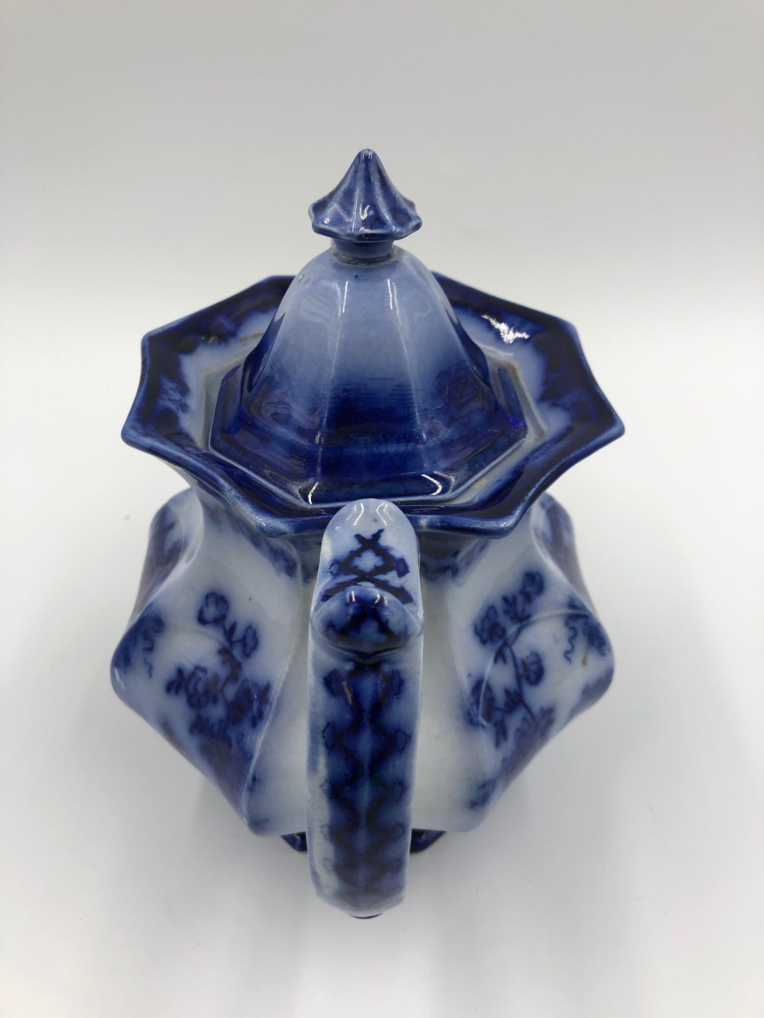 1800s Flow Blue Teapot Mayer