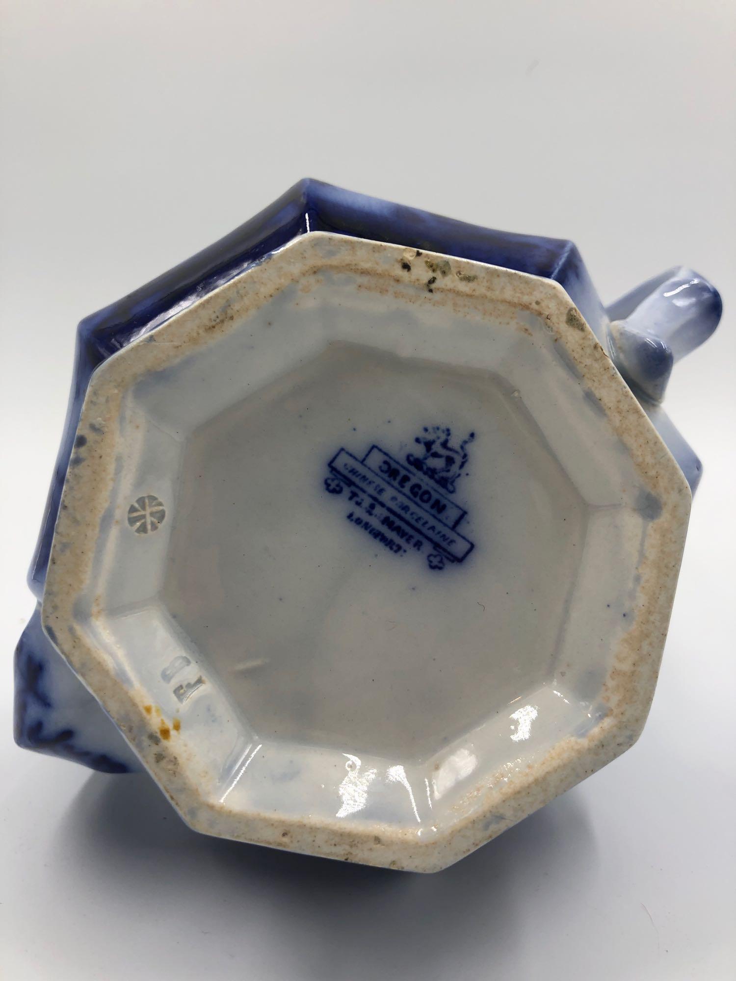 1800s Flow Blue Teapot Mayer