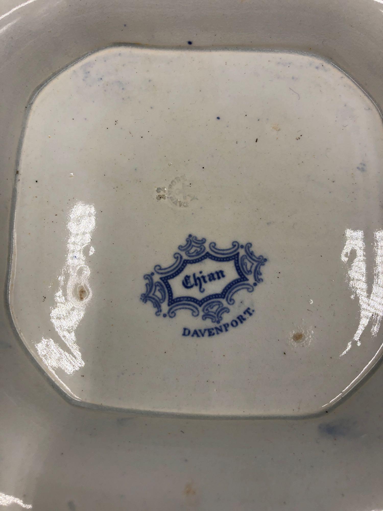 Blue Transfer Davenport China Serving Dish with Lid