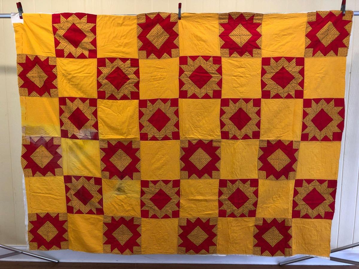 1900s Unfinished Hand Stitched Quilt